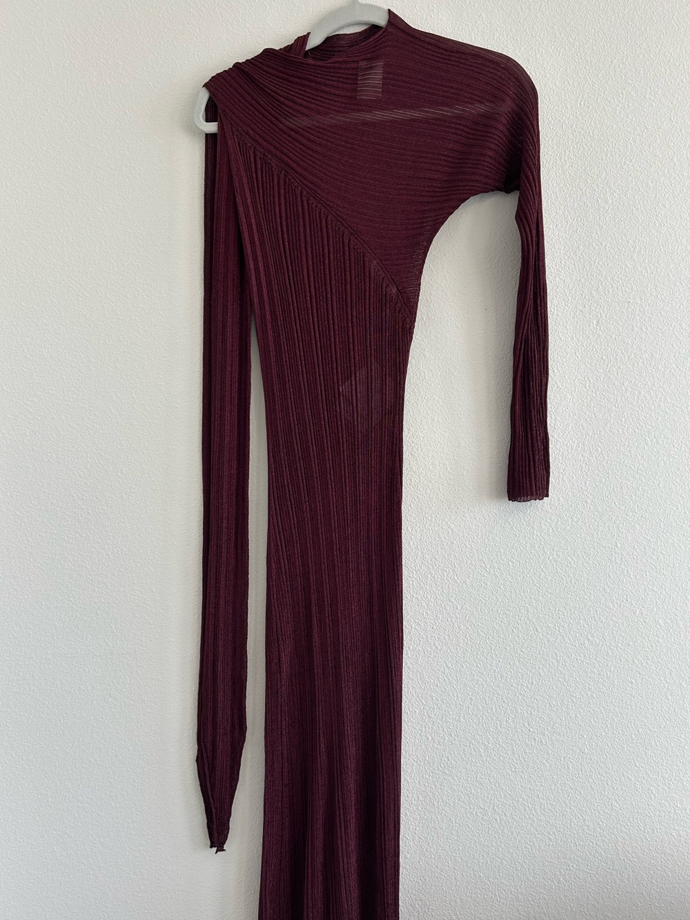 Paco Rabanne Knit Metallic Asymmetrical Lurex Rib Long Dress NEW - Picture 4 of 8